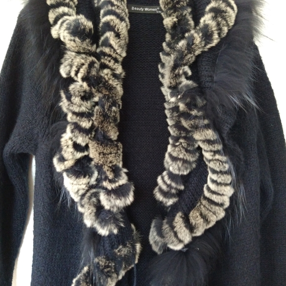 Long Fur-Trim cardigan - Picture 4 of 10